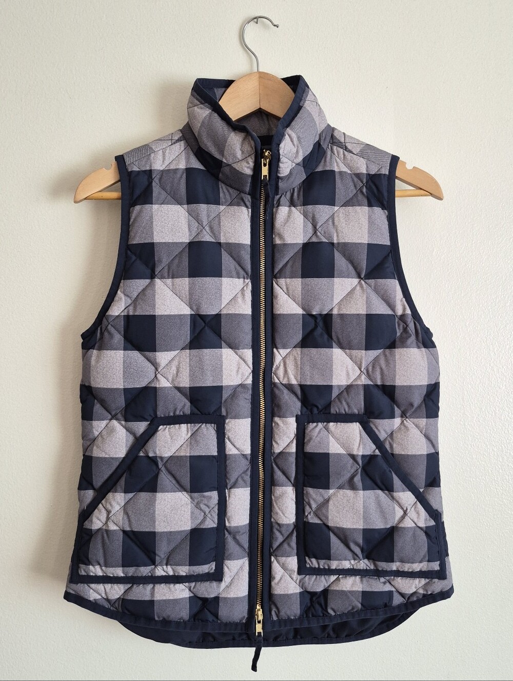 J. Crew Down Filled Quilted Plaid Puffer Vest XS